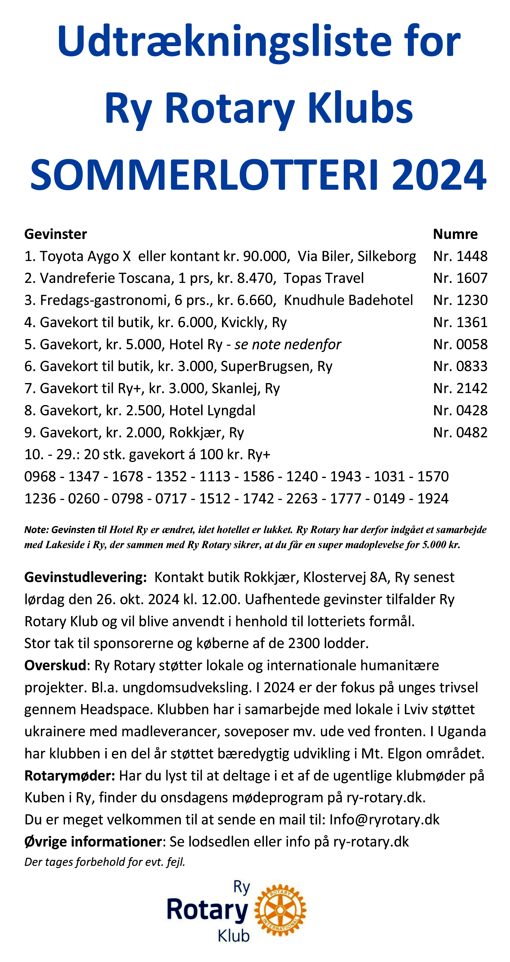 trækningsliste - sommerlotteriet 2024